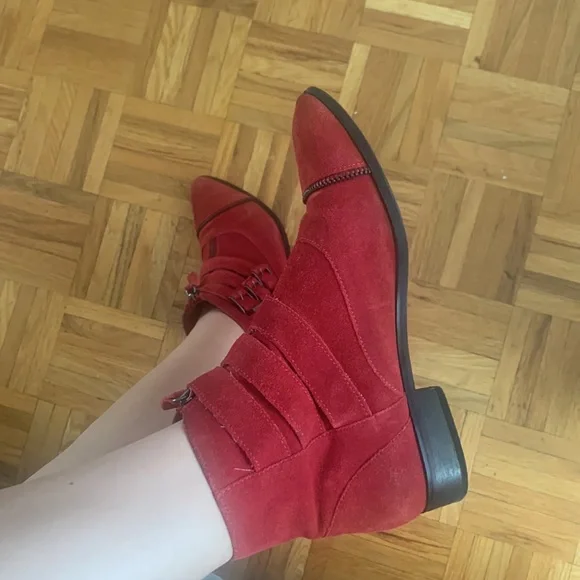 Red Suede Booties - Picture 3 of 6